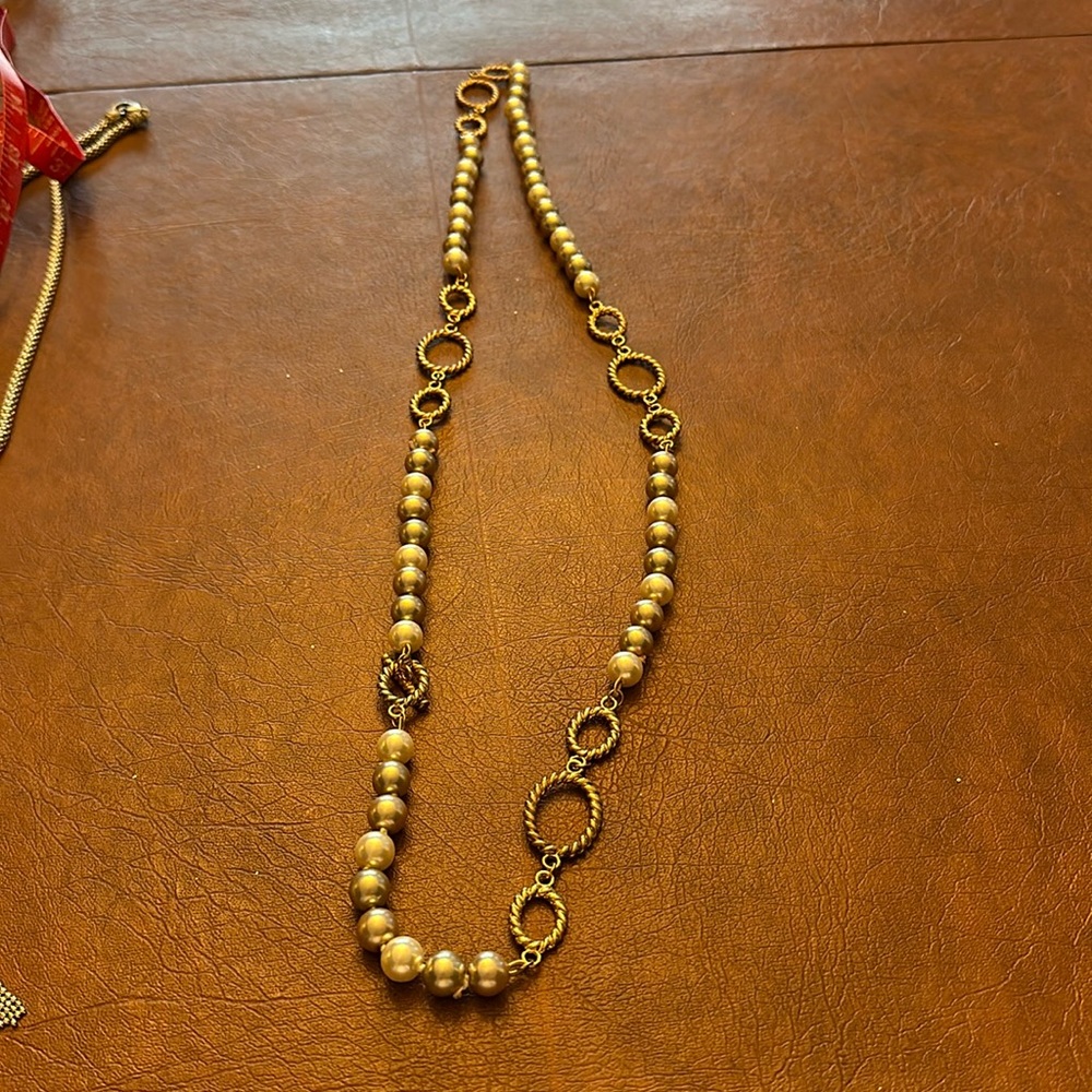 34” chain silver beads and gold links.